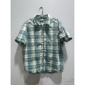 Columbia Men’s Xl Short Sleeve Green Plaid Button Down